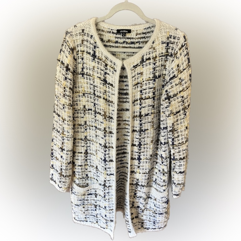 Cocobleu Women's Knit Cardigan Sweater Jacket Multicolored 2 Pockets Size M